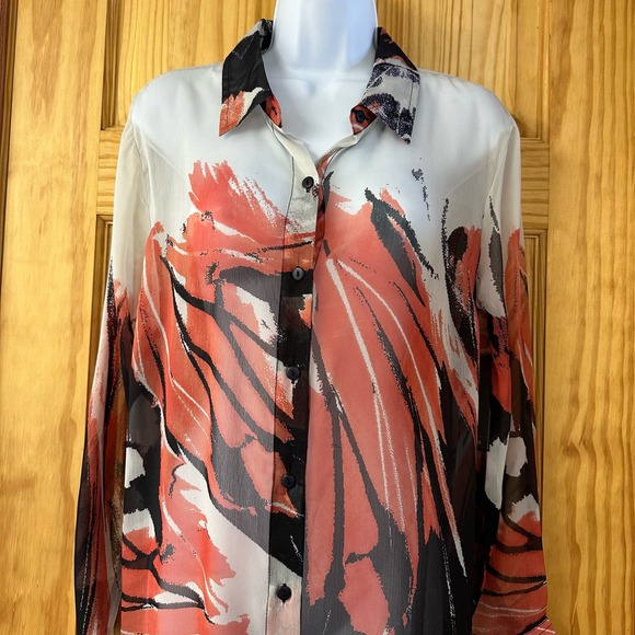 V559, NWT! Liverpool Los Angeles Women’s Sz M Multi-color Button Up Hi-Lo Length - Picture 4 of 16